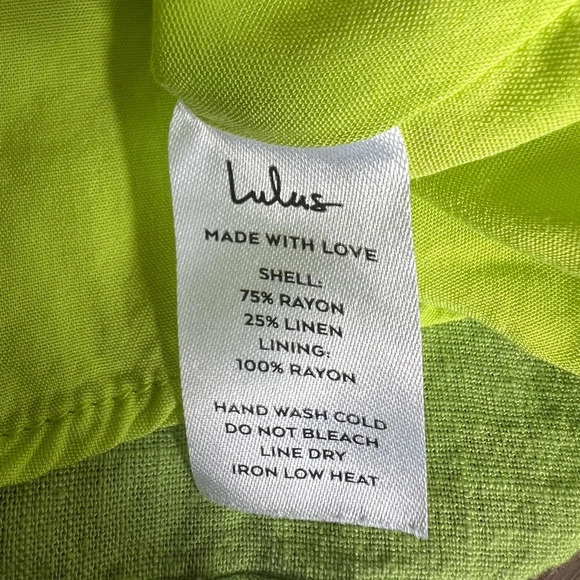 Lulus Perfectly Posted Lime Green Linen High-Waisted Shorts Size S NWT - Picture 5 of 7